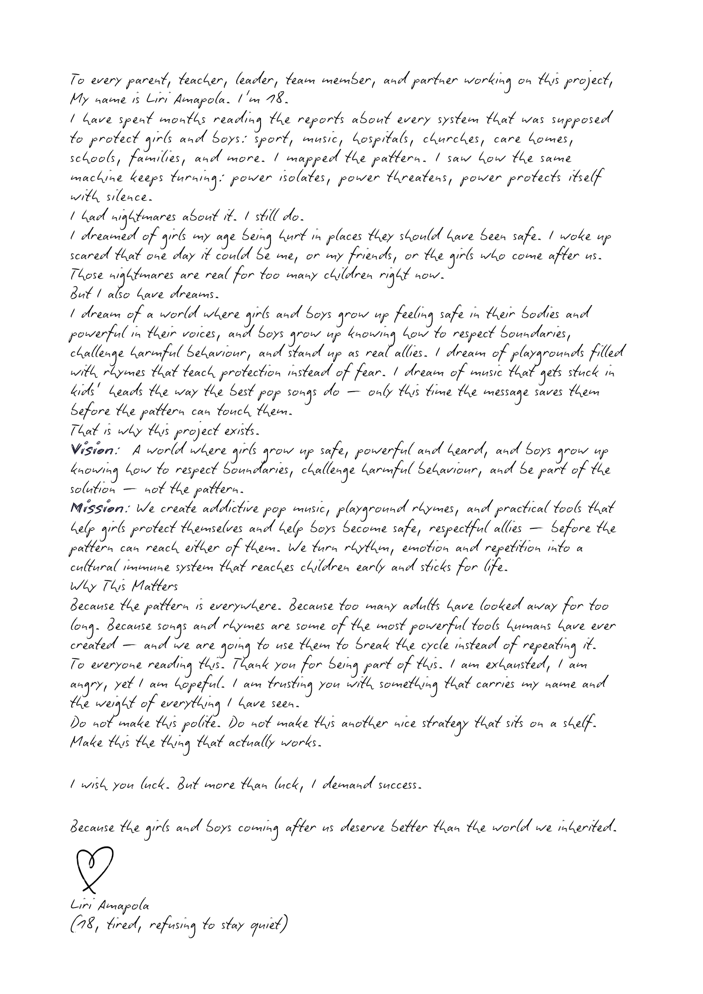 A letter from Liri